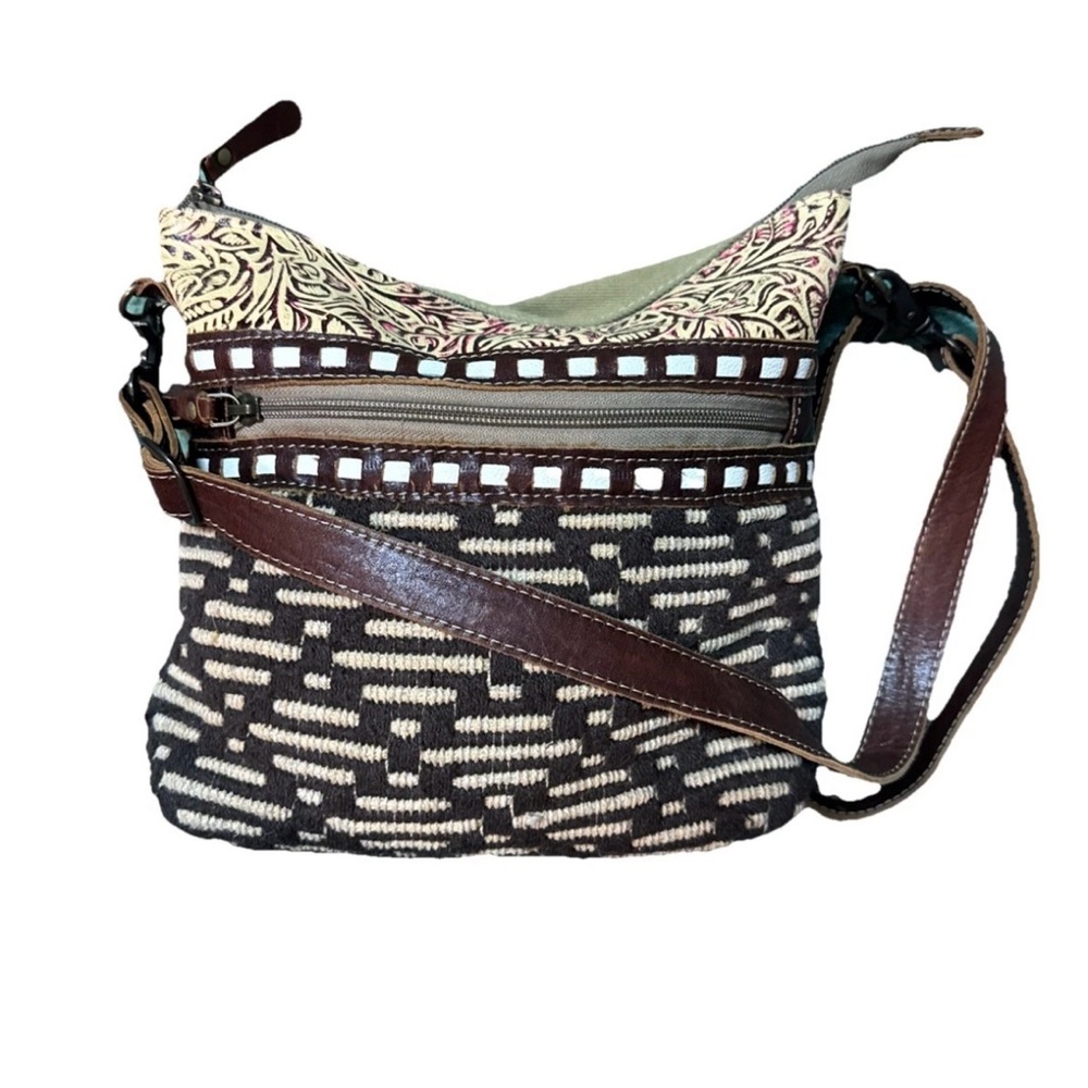 Brown and Cream Patterned Women's Bag